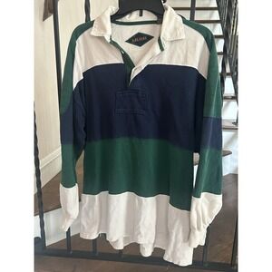 Men's Large Halifax Outfitter Long Sleeve Rugby Shirt Vintage Color Block